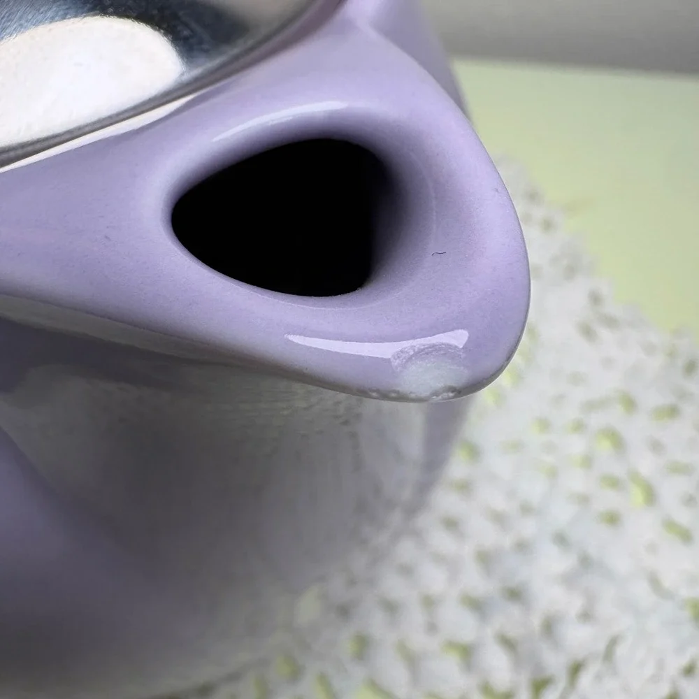 Bee House Japan Purple Personal Teapot Minimalist Ceramic Metal Lid SMALL CHIP